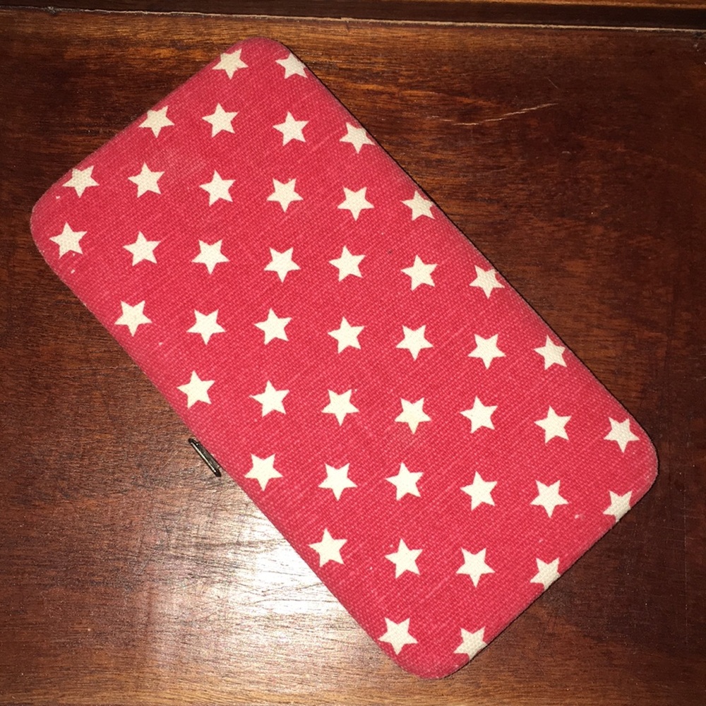 Wallet clutch purse red with stars